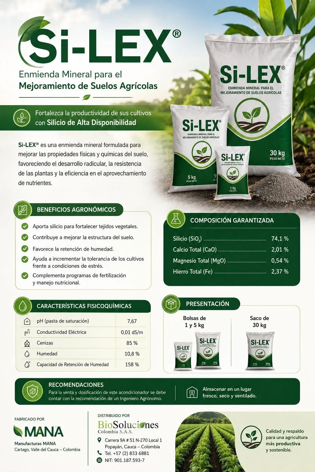 Ficha técnica de Si-LEX Enmienda Mineral